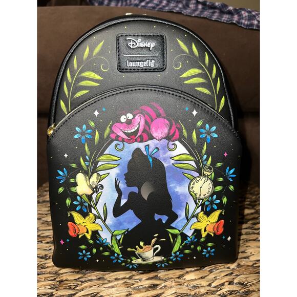 Loungefly  Alice In Wonderland Cameo Mini Backpack Cheshire Cat Wallet - Picture 2 of 9